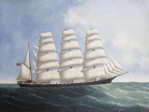 O clipper "Lynton" no mar ao largo de Calcutá