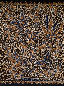 Batik com decoração tradicional de borboleta e flores, Java, Indonésia, detalhe