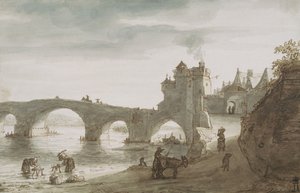 Ponte sobre o Loire em Amboise, 1640s de Lambert Harmensz Doomer