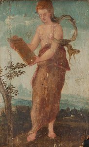 Mulher com painel de texto de Lambert Sustris (circle of)