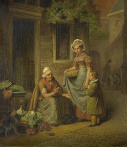 Mulher vendendo legumes de Lambertus Johannes Hansen