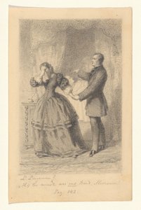 Casal no leito de morte de seu filho Pelo menos ele era nosso filho, senhora! (título no objeto) de Lambertus Lingeman (signed by artist)