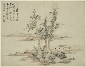Paisagem no estilo dos antigos mestres: depois de Ni Zan (1301-1374), Cao Zhibo (1272-1355) de Lan Ying