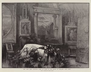 O falecido Lord Leighton deitado no estado em seu estúdio em Holland Park Road de Lance Calkin
