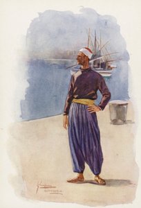 Povos do Egito: Barqueiros de Alexandria, Marakbi (litografia a cores) de Lance Thackeray