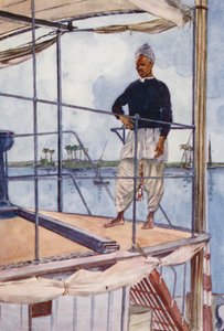 Povos do Egito: Marinheiro do Nilo, Bahari (litografia a cores) de Lance Thackeray