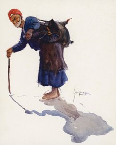 Povo do Egito: Transportador de água, Sakka (litografia a cores) de Lance Thackeray