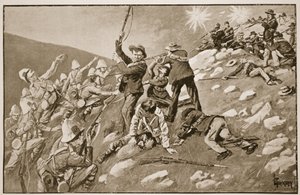 A acusação dos Inniskillings: a Batalha de Pieter Hill, ilustração de "Battles of the 19th Century", vol. VI: A Guerra dos Bôeres de 1899-1900 &39;por Archibald Forbes, GA Henty e Major Arthur de Lance Thackeray