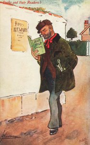 Trabalhador a ler um livro de auto-ajuda (litho a cores) de Lance Thackeray