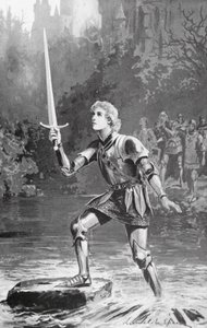 Galahad levantou a espada muito facilmente (litografia) de Lancelot Speed