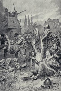 Sir Philip Sidney na batalha de Zutphen (litho) de Lancelot Speed