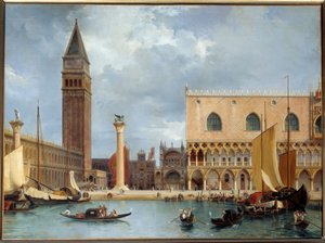 Vista de parte do Palácio Ducal e Piazzetta de Veneza Pintura de Theodore Turpin de Crisse (1782-1859) 1829 Sol. 0,75x1 m