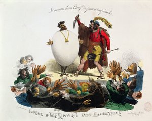 &39;Hernani Sublime, um prato romântico&39;, caricatura de Hernani &39;de Victor Hugo (1802-85) c.1830 (ver também 162741)