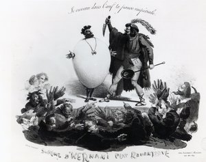 &39;Hernani Sublime, um prato romântico&39;, caricatura de Hernani &39;de Victor Hugo (1802-85) c.1830 (ver também 239200)
