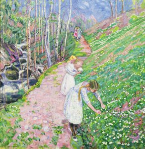 Meninas colhendo anêmona de madeira de Lars Jorde