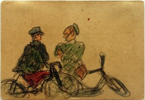Sem título (ciclista em conversa) de Laszlo Moholy Nagy