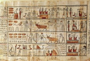 Cenas agrícolas, detalhe do livro dos mortos de Tsekhons (papiro)
