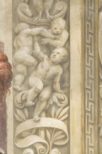 Putti, decorações à volta das janelas (fresco)