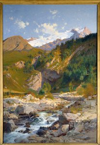 A torrente tem Chavalchere, geleira Tabuchet e a paisagem da Montanha Meije. Pintura de Laurent Guetal (1841-1892) 1888 Grenoble, Musee des Beaux Arts de Laurent Guétal