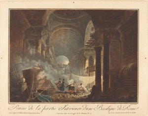 Ruína da parte interna de uma basílica em Roma de Laurent Guyot after Hubert Robert