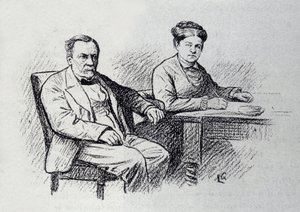 Retrato de Louis Pasteur (1822-1895), químico e físico francês que dita uma relação com sua esposa Marie Laurent. Esboço de Lucien Laurent-Gsell (Laurent Gsell) (1860-1944). DR de Laurent Lucien Gsell