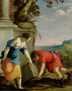 Theseus encontrando a espada do seu pai, 1634 de Laurent de la Hyre