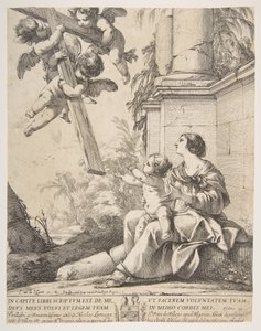 Virgem e Menino com Anjos, 1639. de Laurent de la Hyre