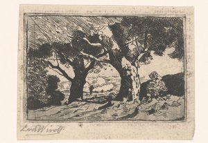 Paisagem com duas grandes árvores de Laurent van der Windt (signed by artist)