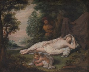 Ninfa adormecida vigiada por um homem de Laurentius de Neter