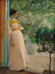 Na porta do jardim. A esposa do artista, 1897.