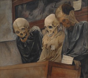 Três crânios da Catacombe dei Cappuccini em Palermo, 1894.