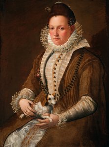 Retrato de uma senhora com um cão de Lavinia Fontana