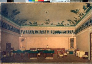 O estudo do Imperador Alexandre I (1777-1825) - Pintura de Lavr Kuzmich Plakhov (1810-1881), óleo sobre tela de Lavr Kuzmich Plakhov