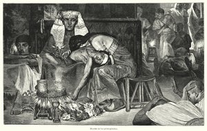 Morte do Primogénito: a última das Dez Pragas do Egipto (litho) de Lawrence (after) Alma Tadema