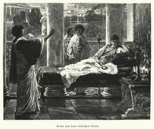 Cena da vida na Roma antiga (gravura) de Lawrence (after) Alma Tadema