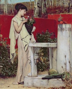 Mulher com um vaso de flores de Lawrence Alma Tadema