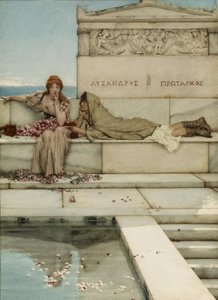 Xanthe e Phaon, 1883 (wc no papel) de Lawrence Alma Tadema