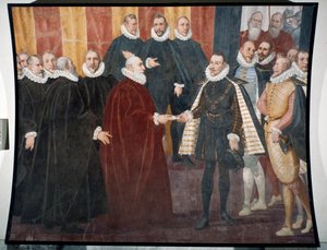Encontro de Doge Giacomo Durazzo Grimaldi e Don Juan Infante da Áustria (fresco
