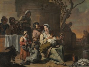 Círculo de Le Nain - Cena da Vindima e Crianças Camponesas a Dançar (par de pinturas), anos 1650 de Le Nain Brothers