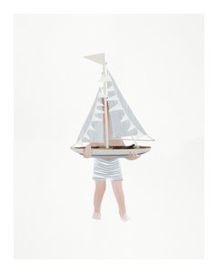 Rapaz com barco à vela, c.2018 (técnica mista)
