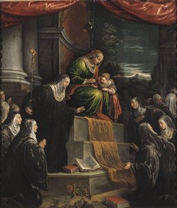Sainte Anne et la Vierge Marie enfant - Santa Ana e Maria em criança, de Bassano, Leandro (1557-1622). Óleo sobre tela. Dimensão : 117x99 cm. Nationalmuseum Estocolmo de Leandro da Ponte Bassano