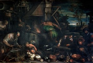 A Forja de Vulcano (óleo sobre tela) de Leandro da Ponte Bassano