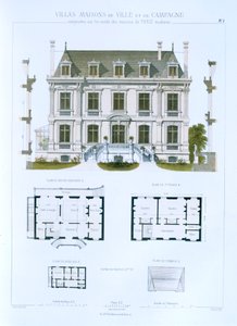 Design de &39;Cidade e Casas de Campo Baseadas nas Casas Modernas de Paris&39;, c.1864 de Leblanc