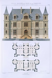 Design de &39;Cidade e Casas de Campo Baseadas nas Casas Modernas de Paris&39;, c.1864 de Leblanc