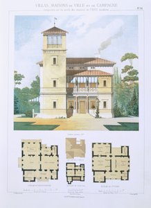 Design de &39;Cidade e Casas de Campo Baseadas nas Casas Modernas de Paris&39;, c.1864 de Leblanc