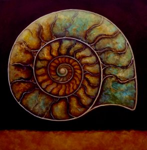 Ouro de amonite e Borgonha, 2021 (óleo sobre tela) de Lee Campbell