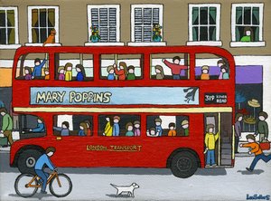 Ônibus de Londres, 2015 (acrílico e tinta sobre tela)