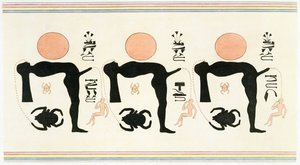 Afresco erótico de Byban el Molouk, Thebes, de "Descrições do Egipto" de Edmonde Francois Jomard, publicado 1809-22 (cor litho) de Legentil (after)
