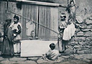 Tecelões Kabyle e tear nativo, Argélia do Norte, 1912 de Legrand