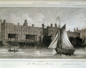 Alfândega de Londres no Rio Tamisa, Inglaterra (gravura) de Lemaitre